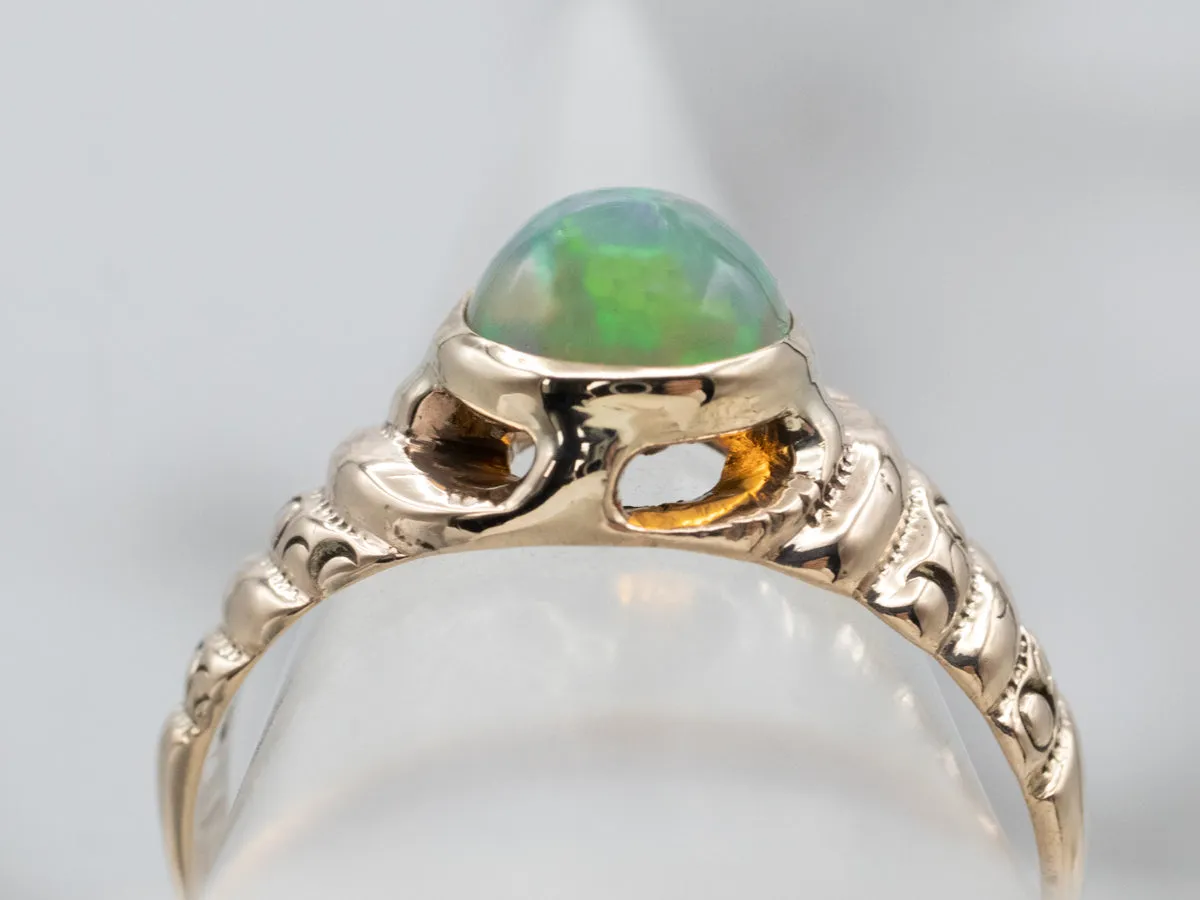 Antique Opal Rose Gold Ring