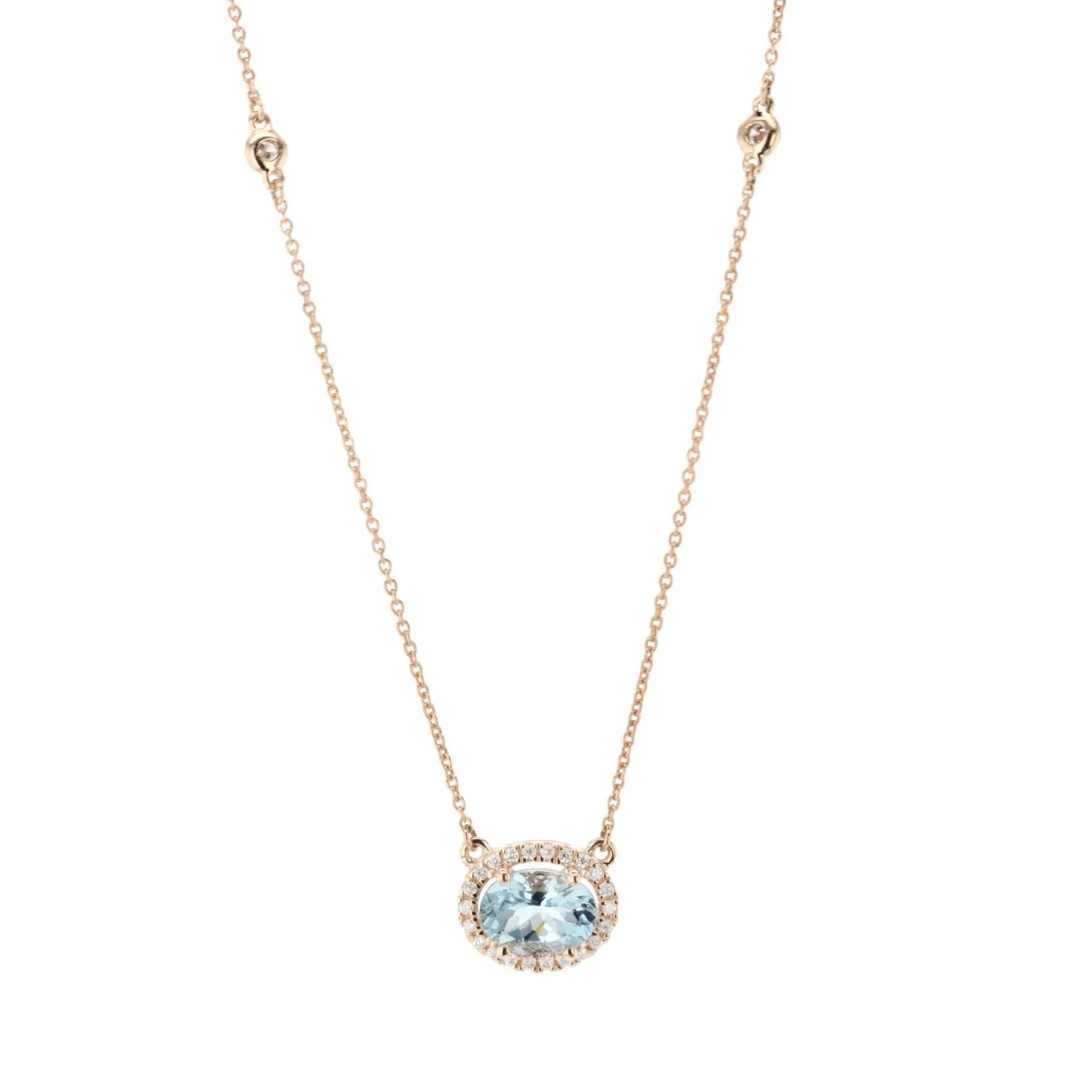 Aquamarine & Diamond Pendant Necklace
