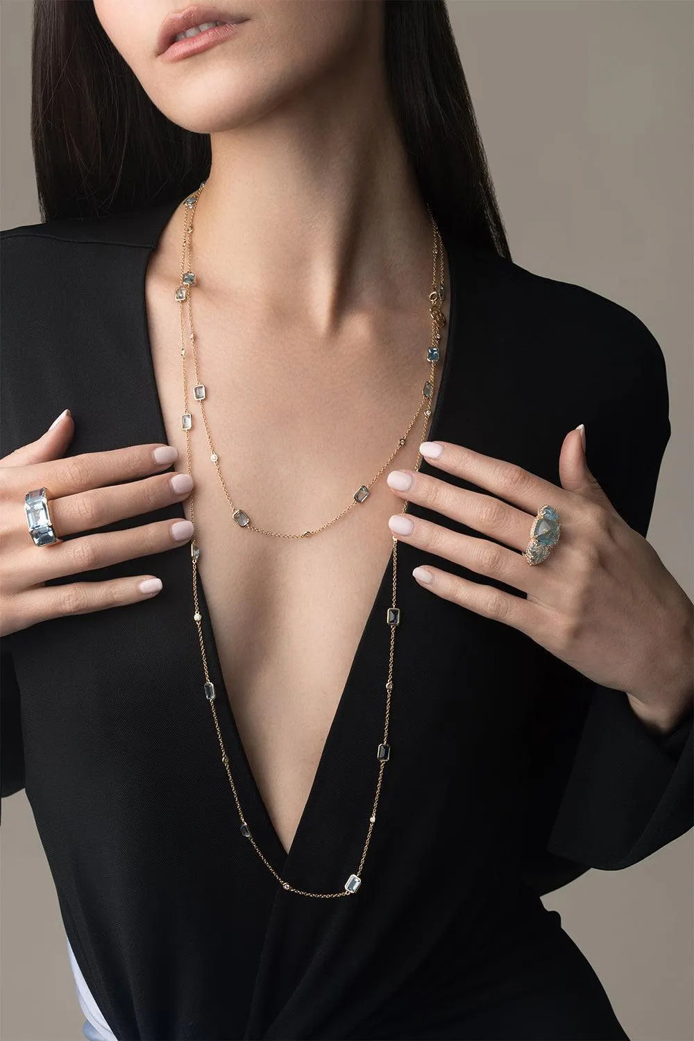 Aquamarine Diamond Chain Necklace