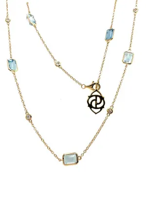 Aquamarine Diamond Chain Necklace