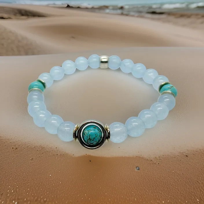 Aquamarine, Tibetan Turquoise, Bracelet.