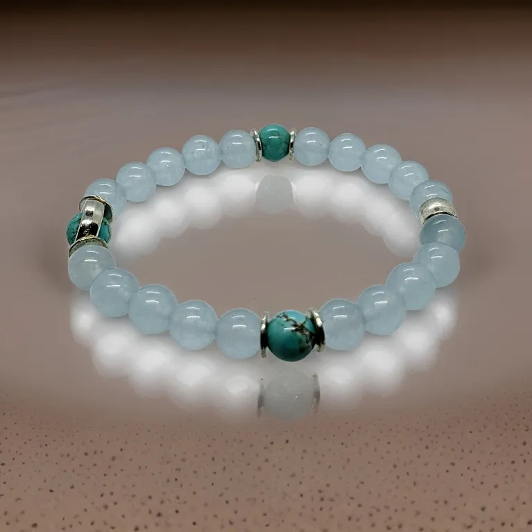 Aquamarine, Tibetan Turquoise, Bracelet.