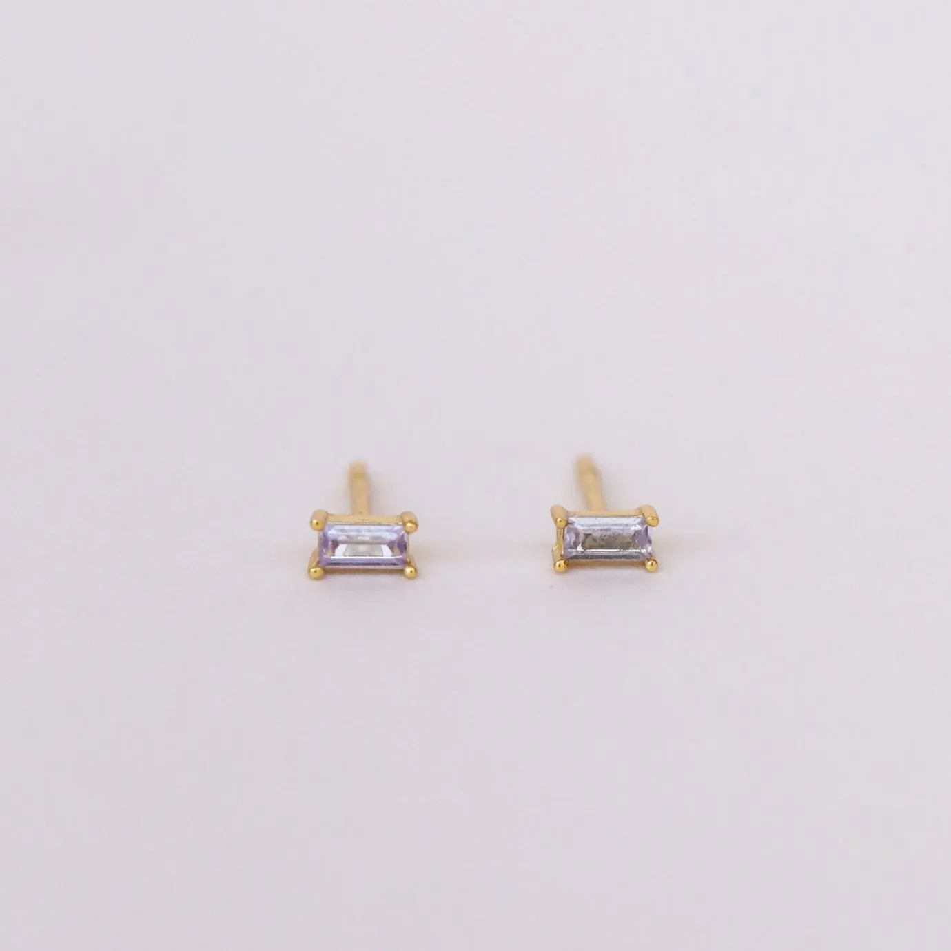 Baguette Gemstone Gold Earrings