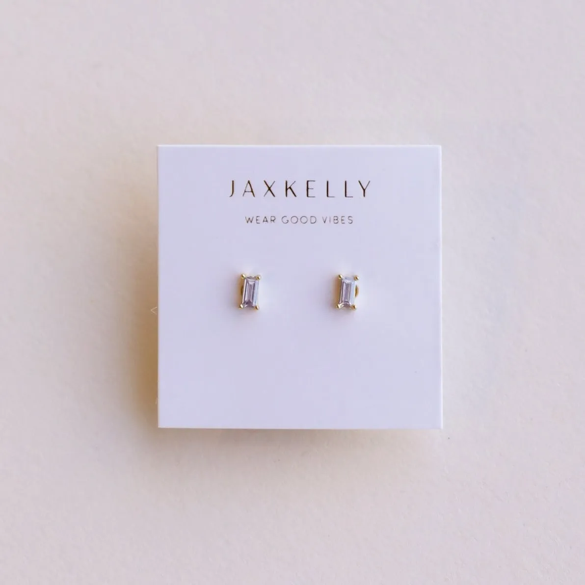 Baguette Gemstone Gold Earrings