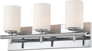 Barro 3 Light Vanity In Chrome and White Opal Glass