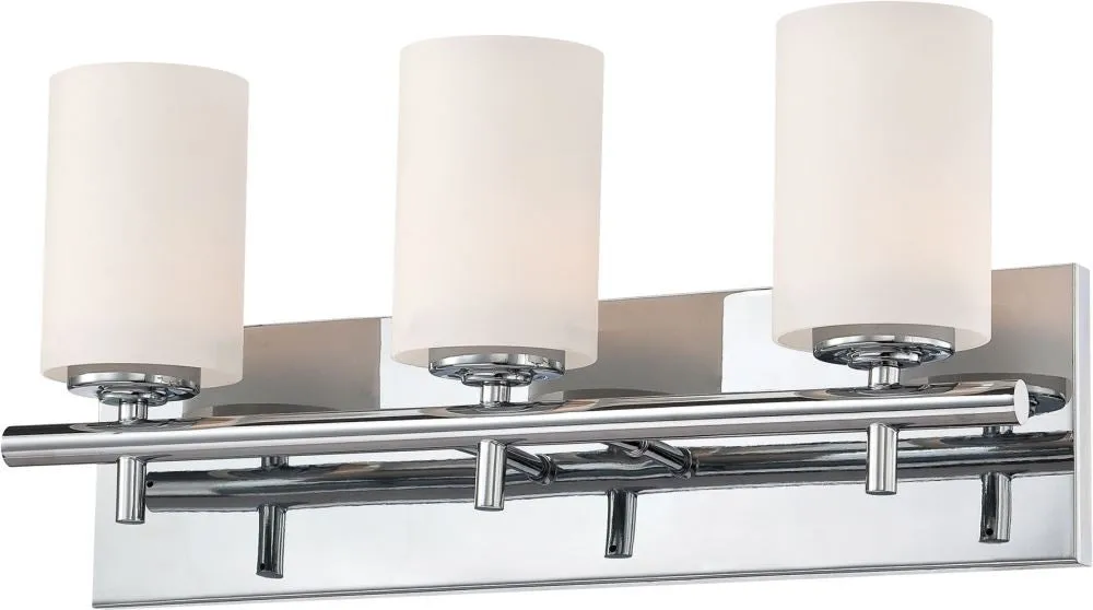 Barro 3 Light Vanity In Chrome and White Opal Glass