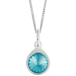 Beginnings Crystal Teardrop Pendant - Silver/Aqua Blue