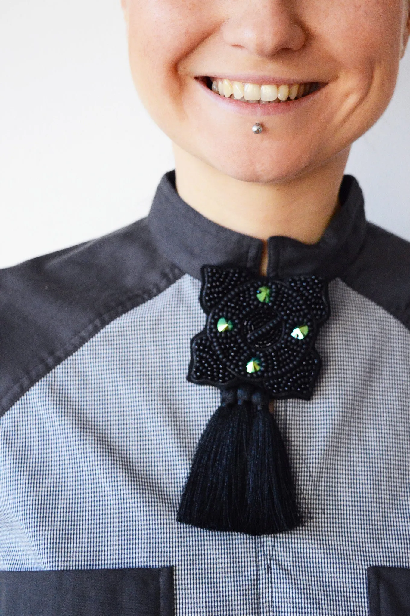Black   Crystal Ancient Brooch