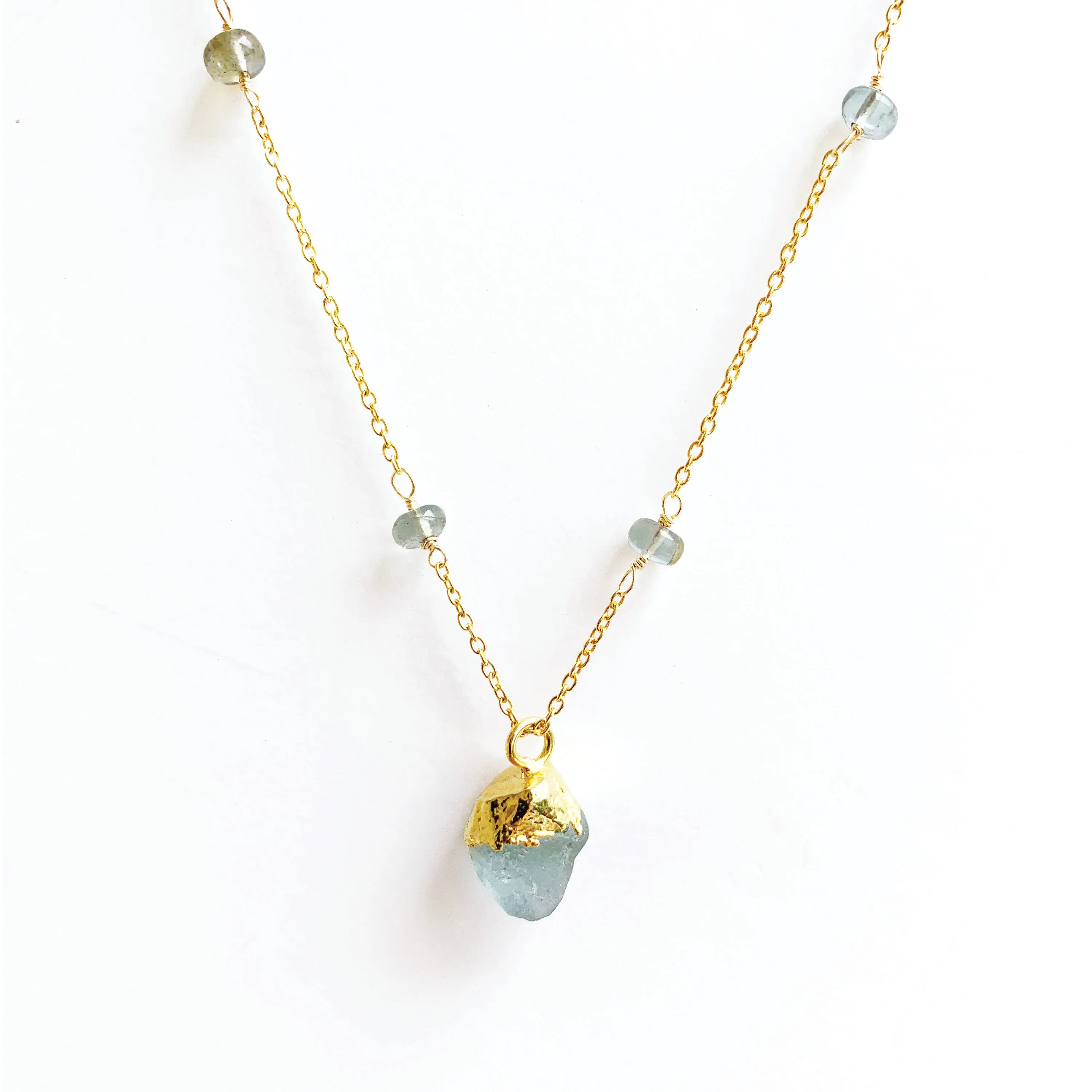Blue Aquamarine Gemstone Necklace