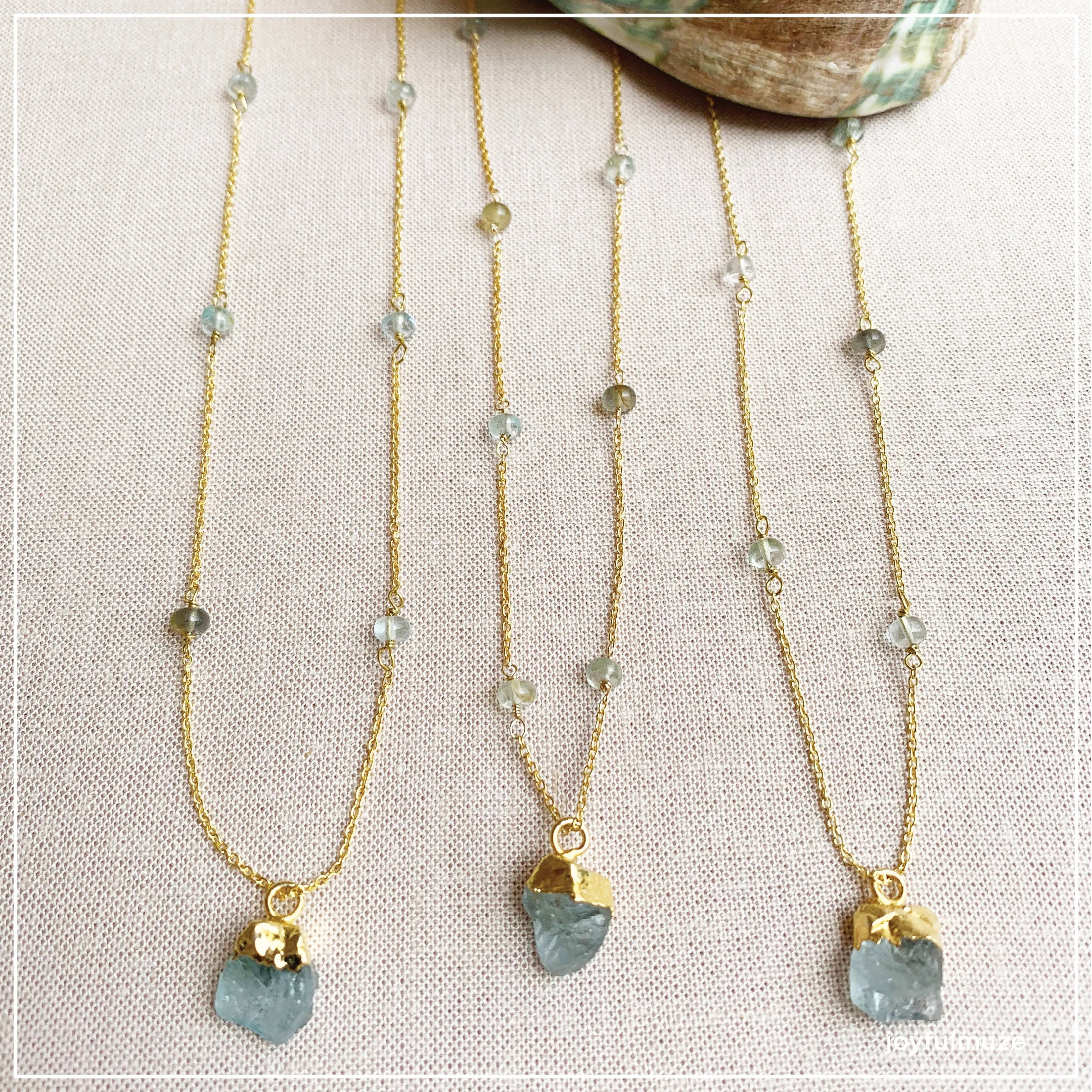 Blue Aquamarine Gemstone Necklace