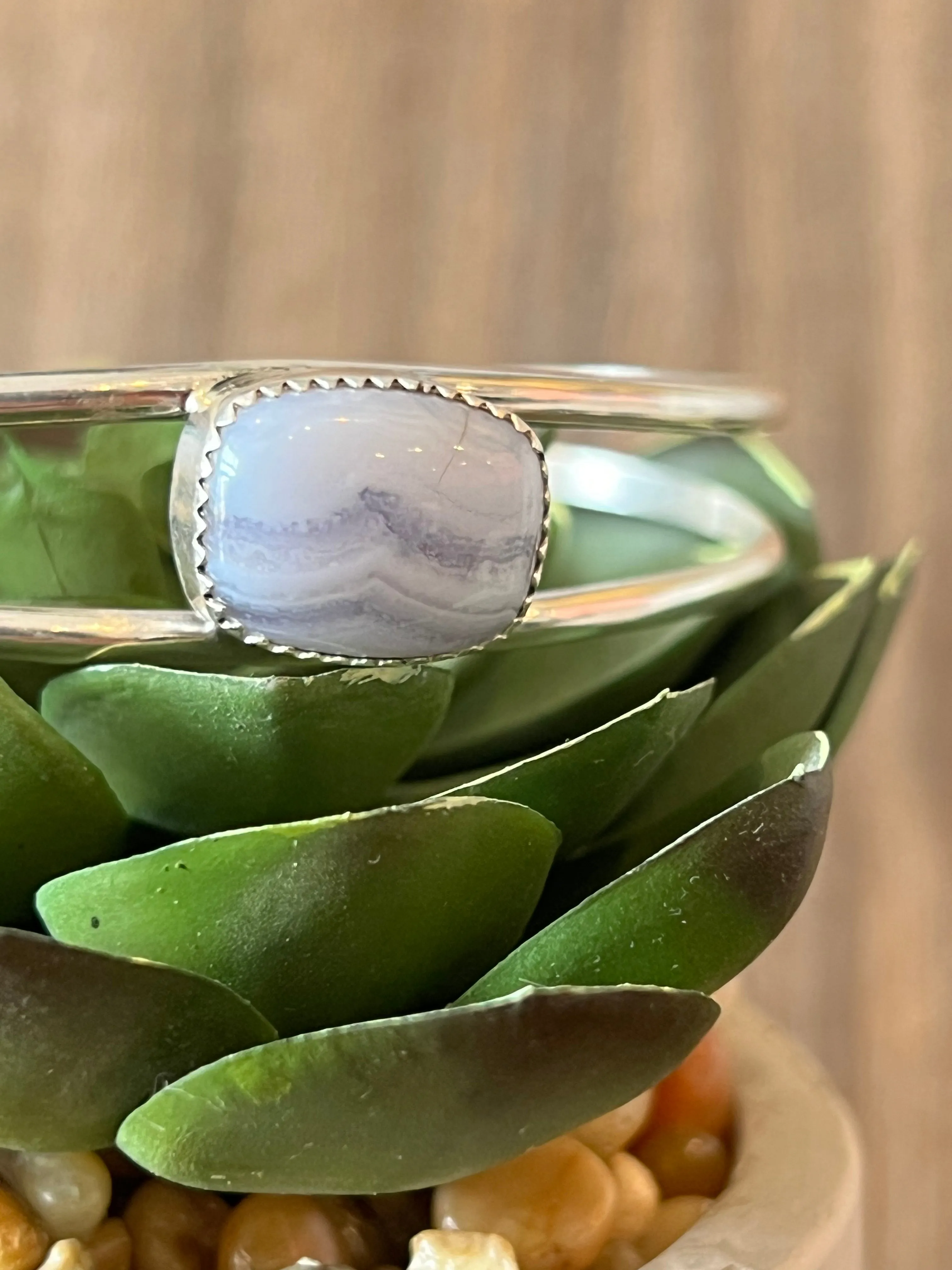 Blue Lace Agate Sterling Silver Cuff
