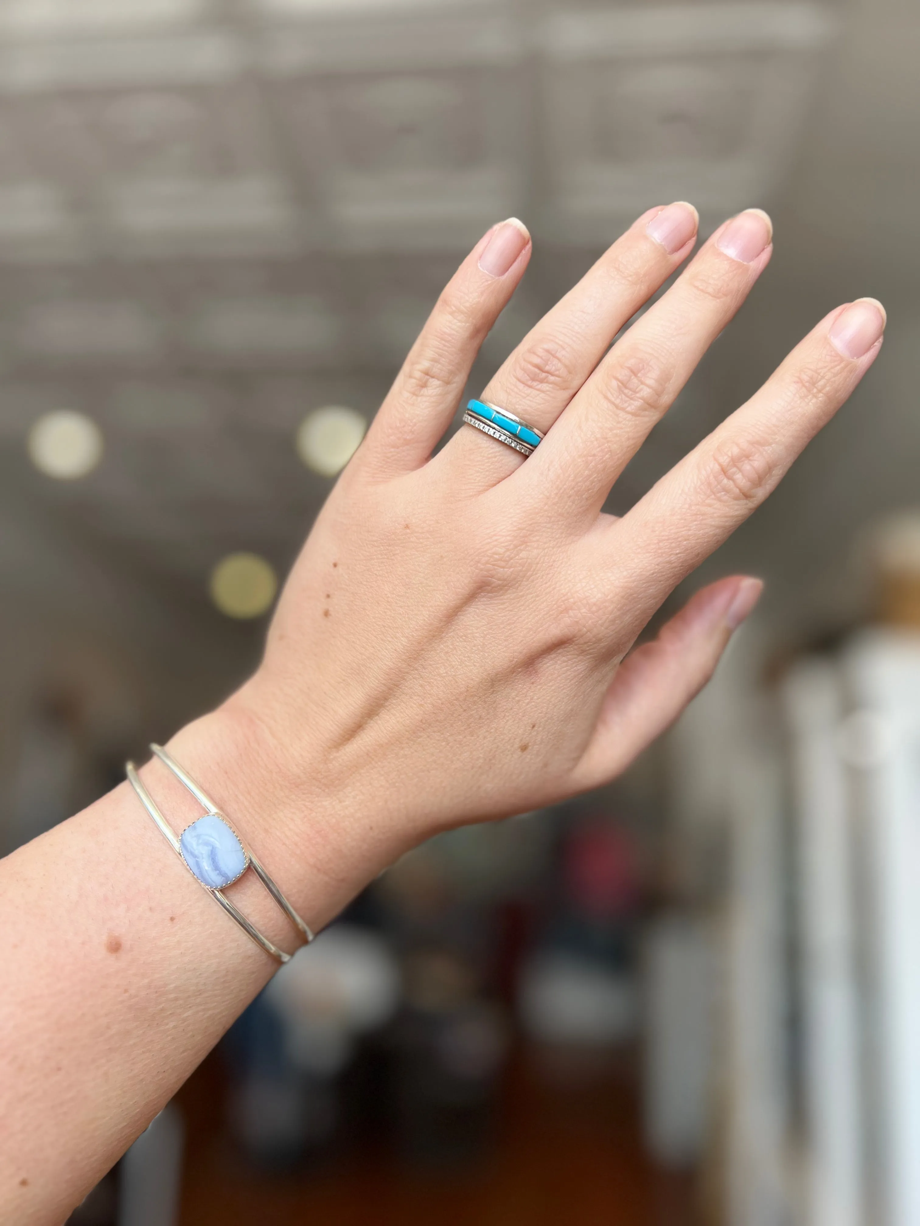 Blue Lace Agate Sterling Silver Cuff