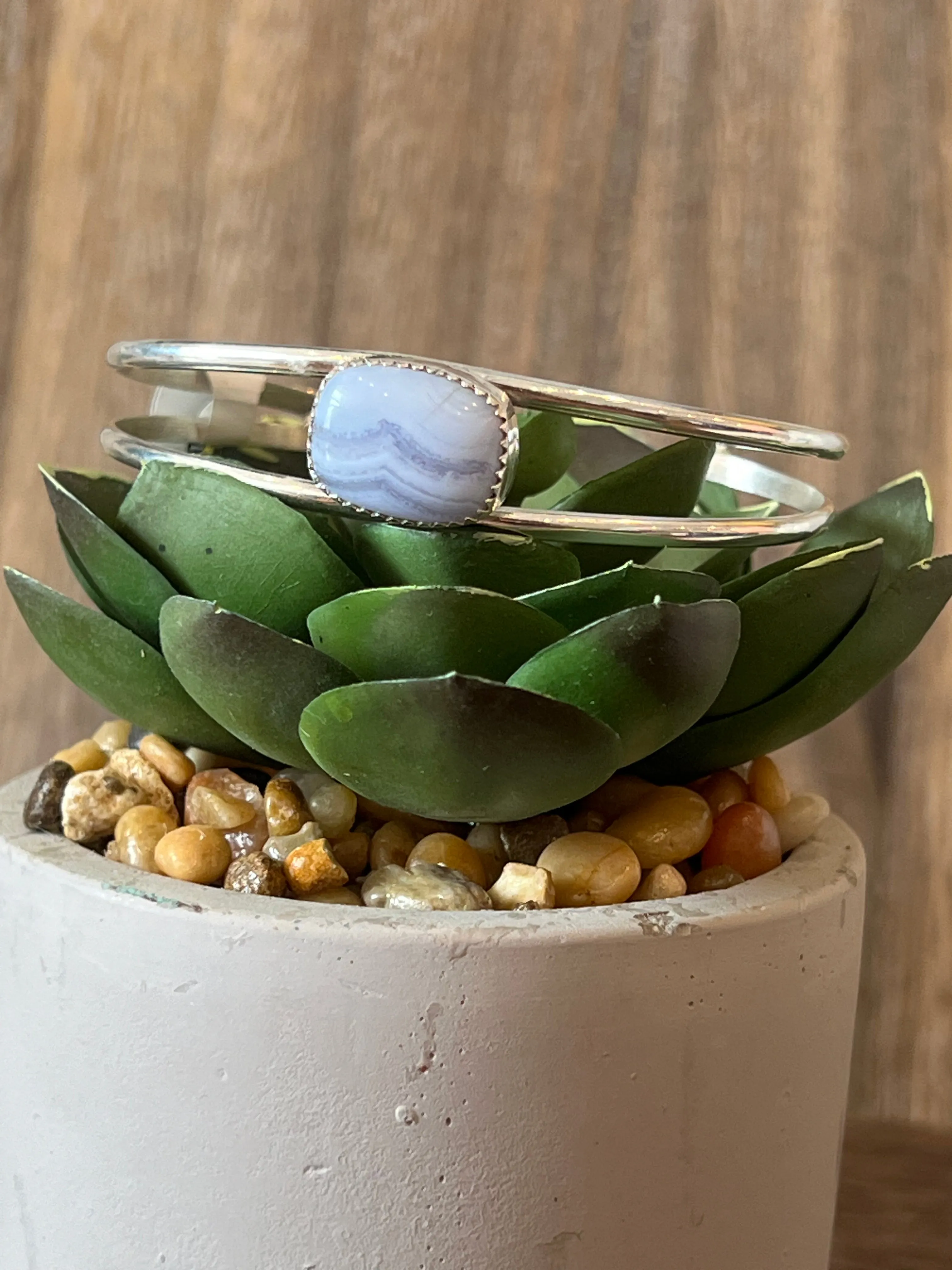 Blue Lace Agate Sterling Silver Cuff