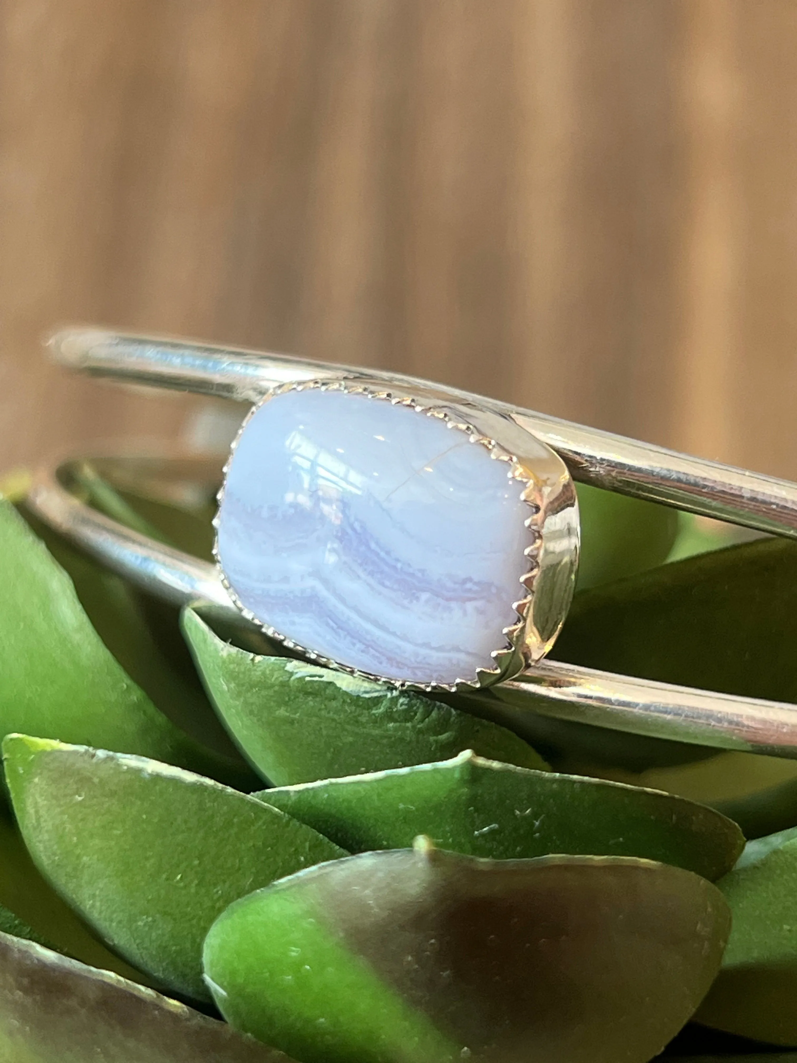 Blue Lace Agate Sterling Silver Cuff