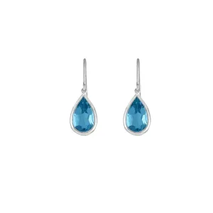 Blue Topaz Dangle Earrings in Sterling Silver