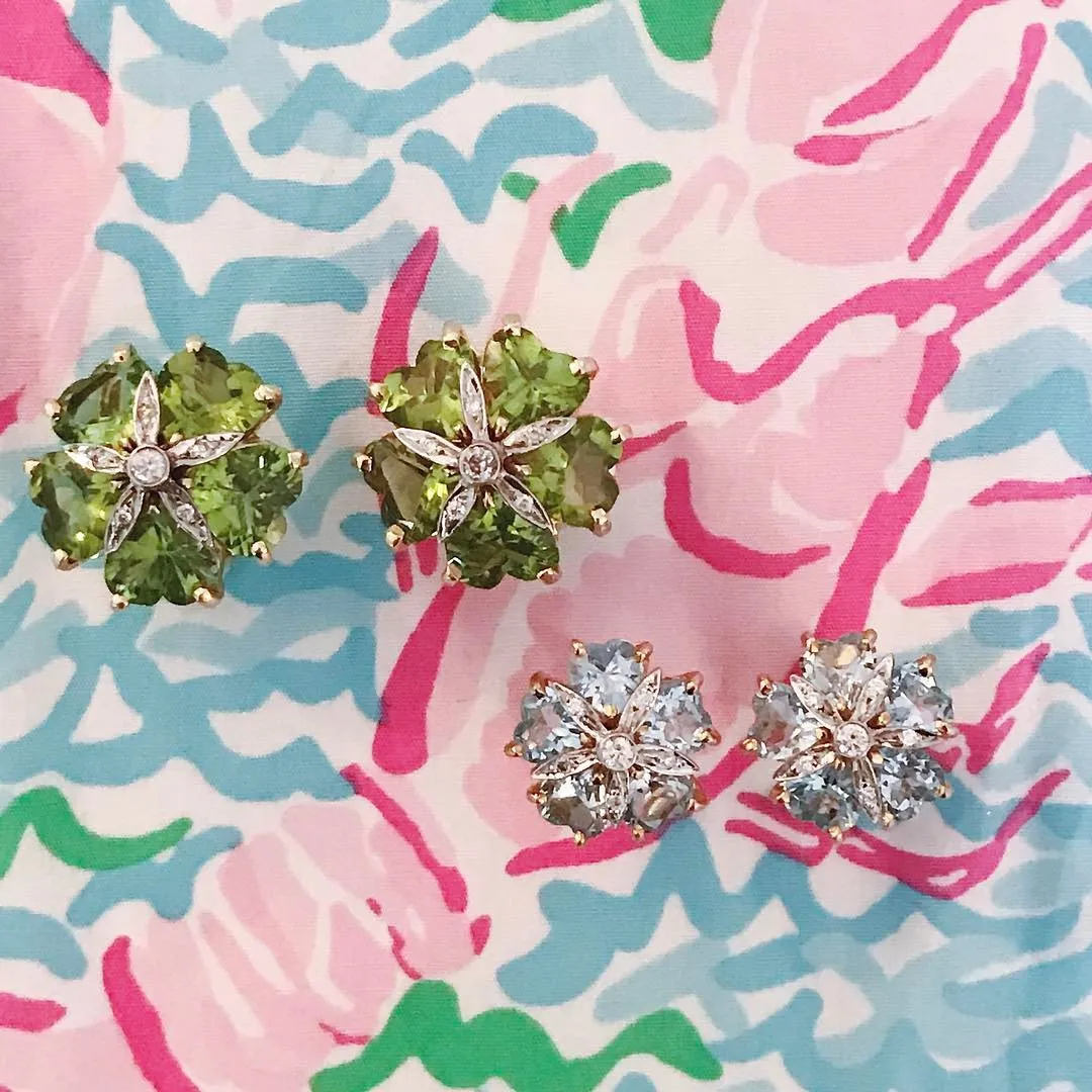 Blue Topaz Diamond Mini Sand Dollar Earrings