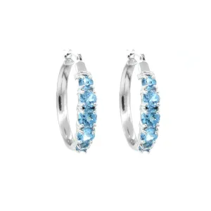 Blue Topaz Hoops in 10K White Gold