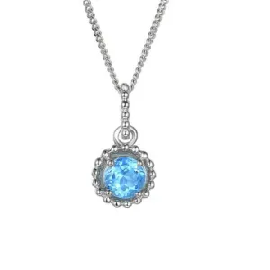 Blue Topaz Silver Pendant Dec Birthstone
