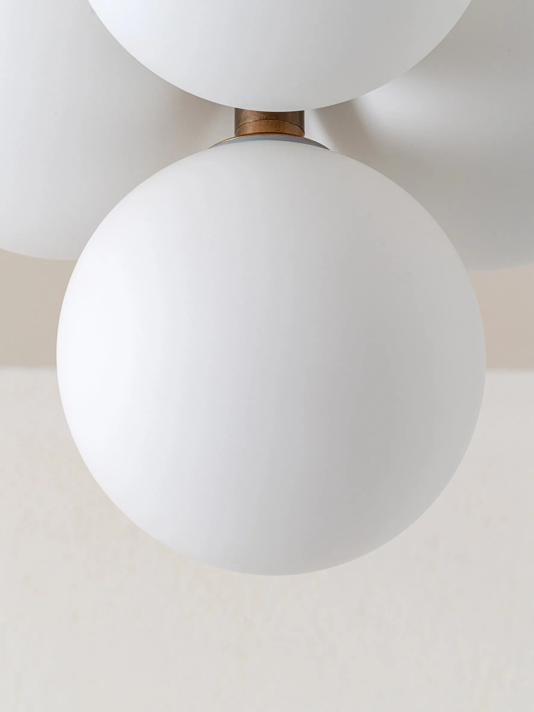 Boule - 4 light brass and opal flush pendant light