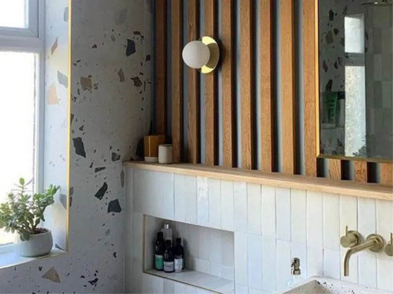 Brass opal disk wall light