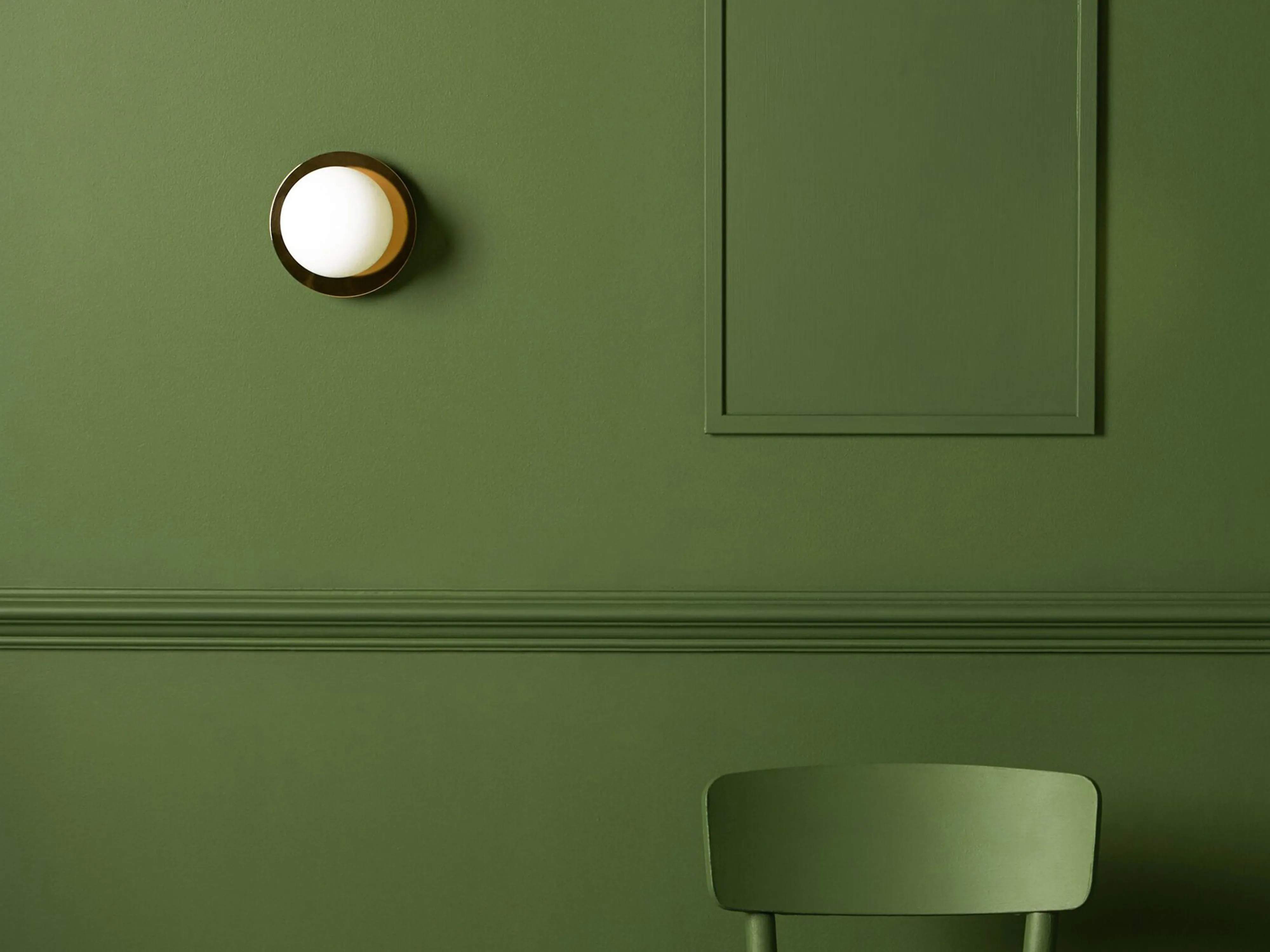 Brass opal disk wall light