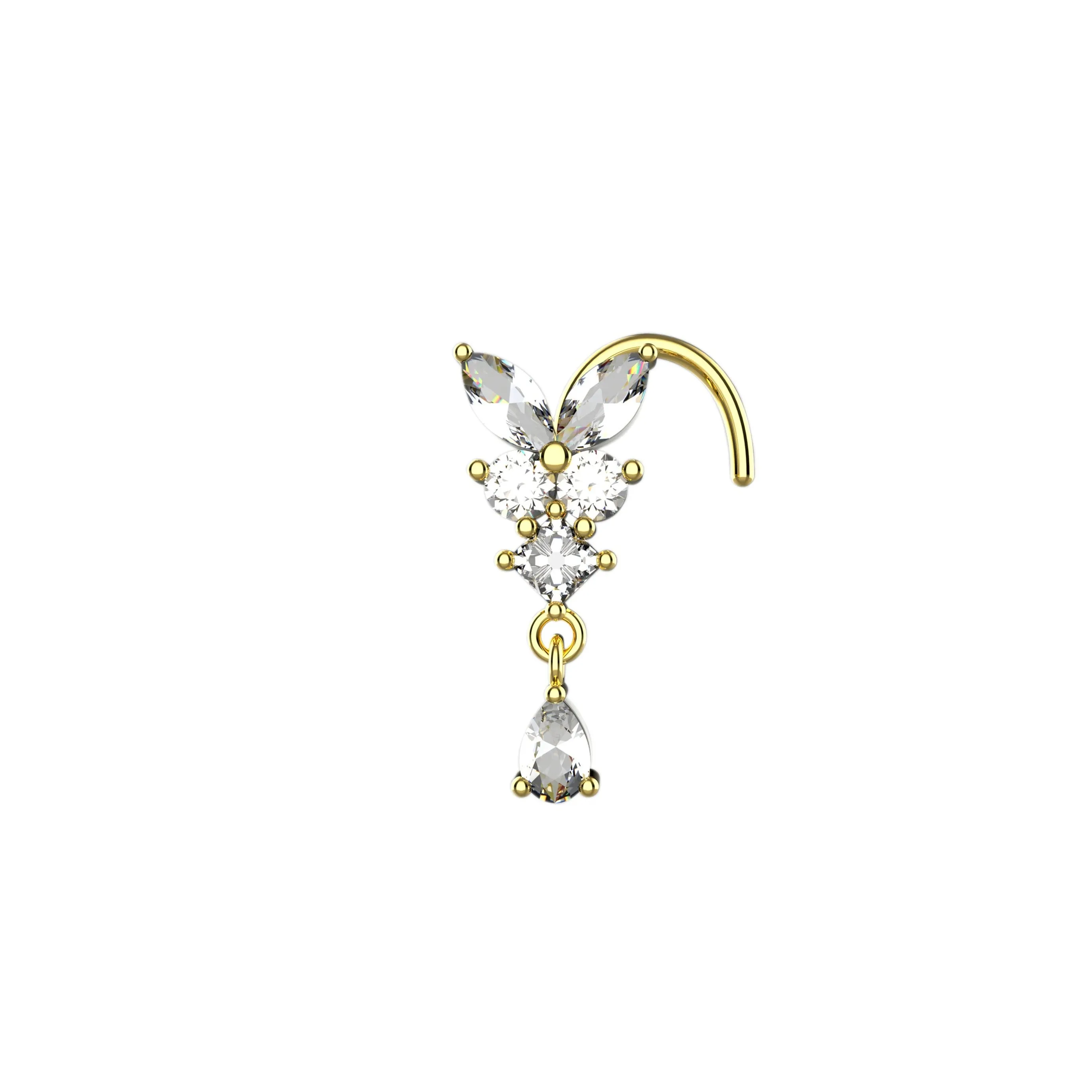 butterfly dangle nose ring & flat back studs – Nose jewelry