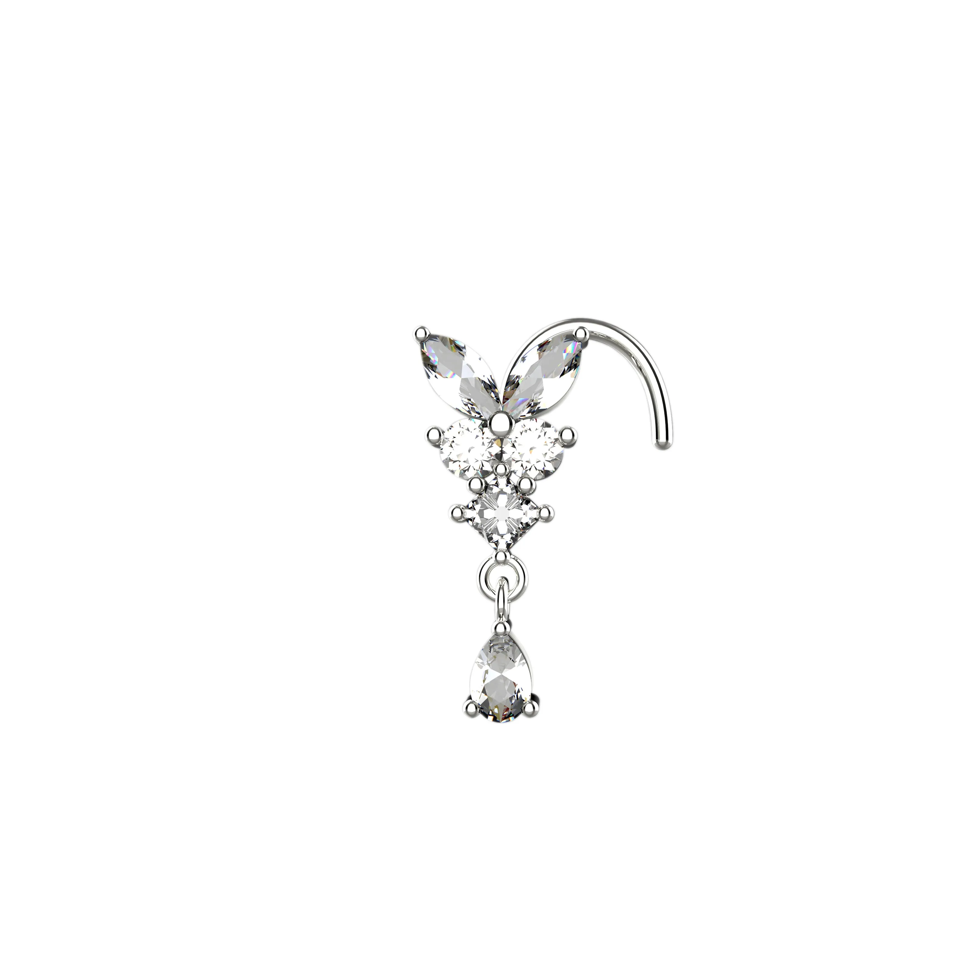 butterfly dangle nose ring & flat back studs – Nose jewelry