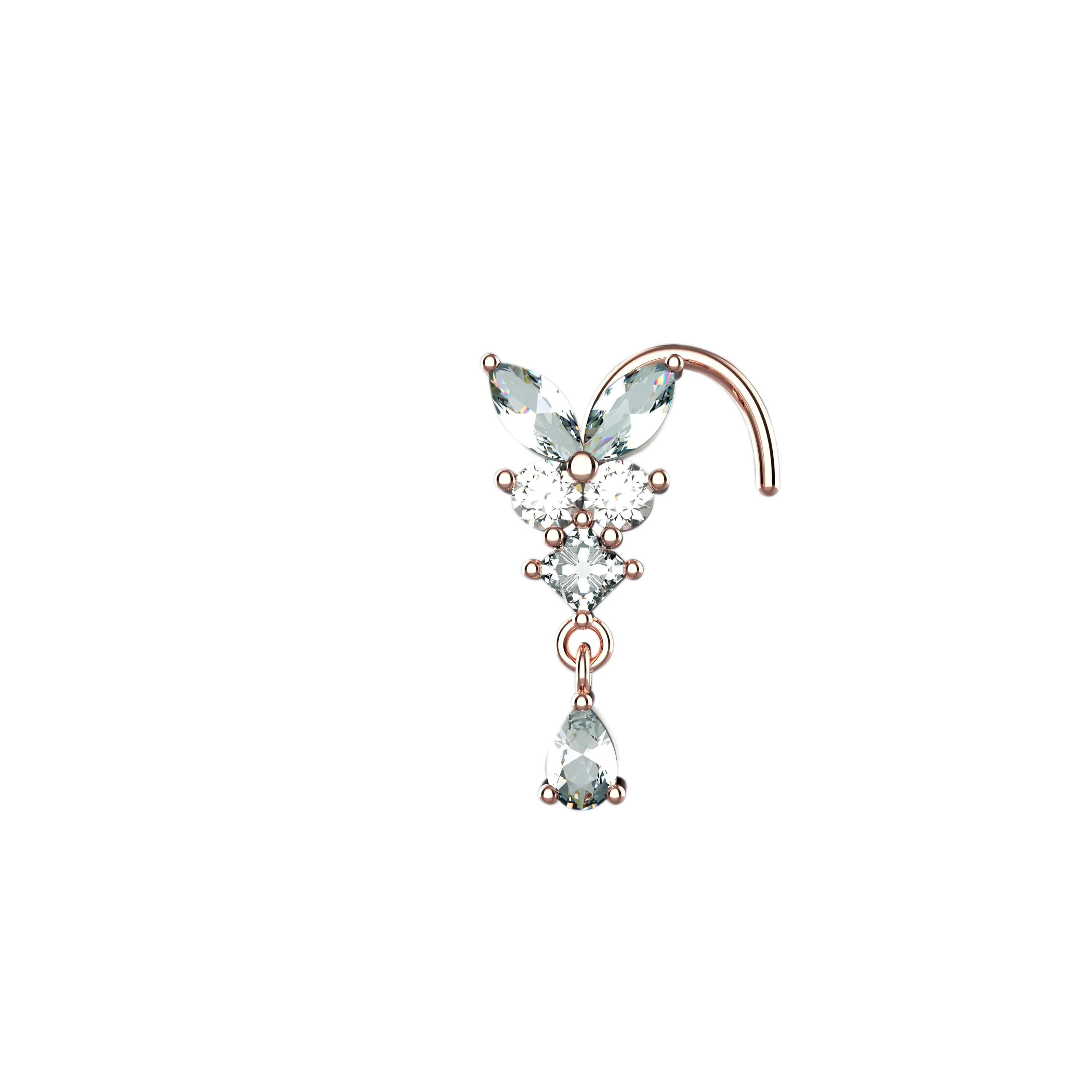 butterfly dangle nose ring & flat back studs – Nose jewelry