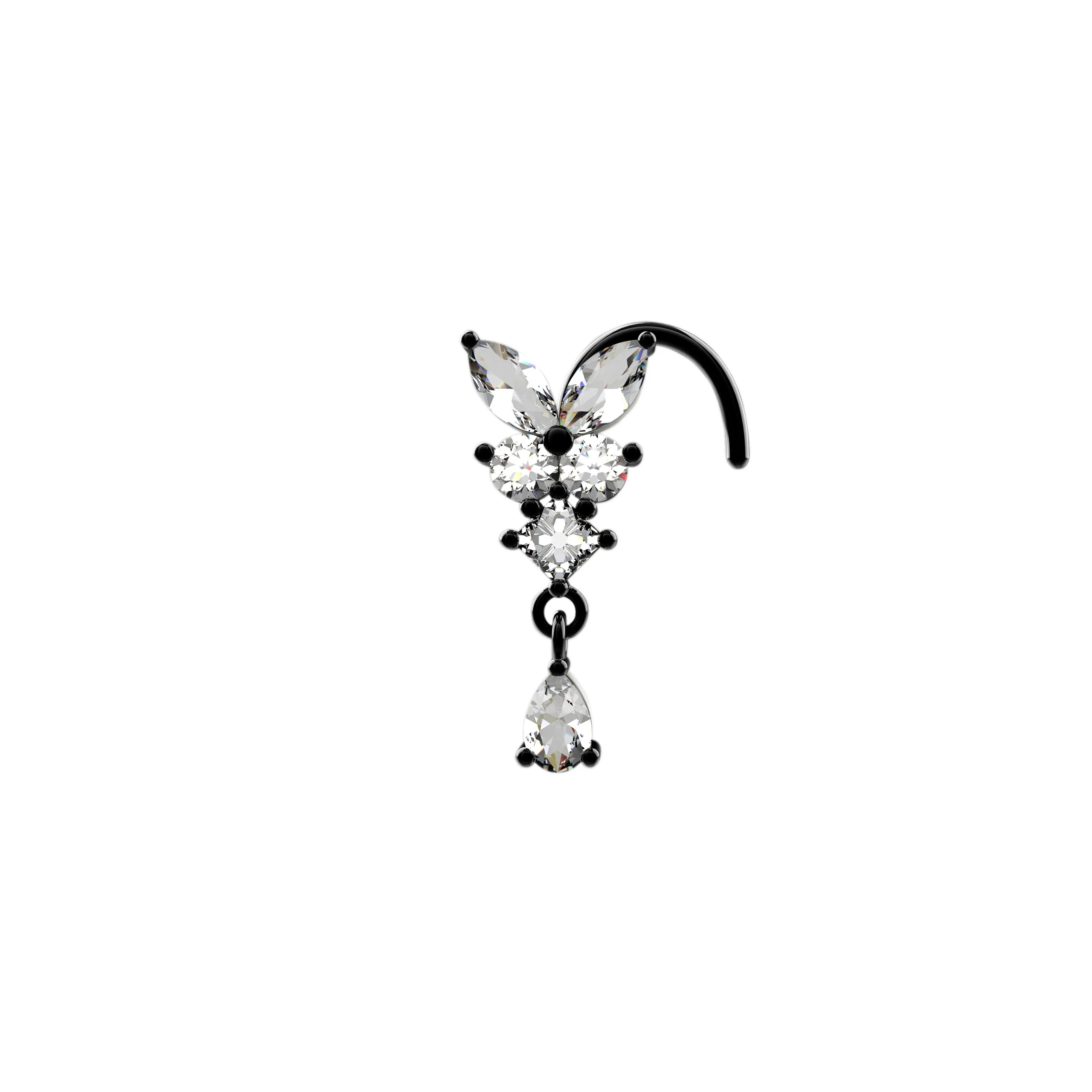 butterfly dangle nose ring & flat back studs – Nose jewelry