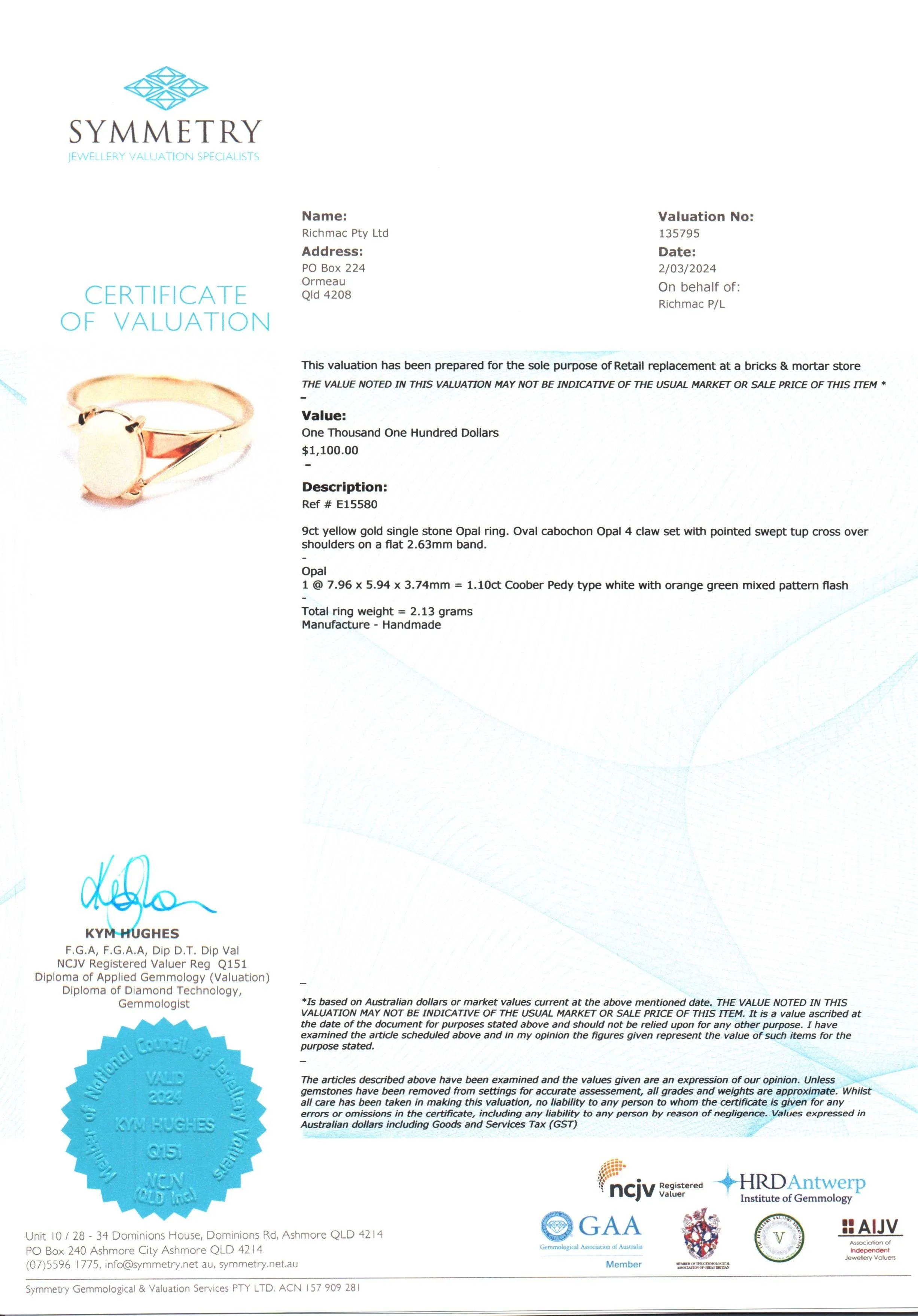 Captivating Handmade 9ct Yellow Gold Opal Ring - Mesmerizing Play-of-Colour