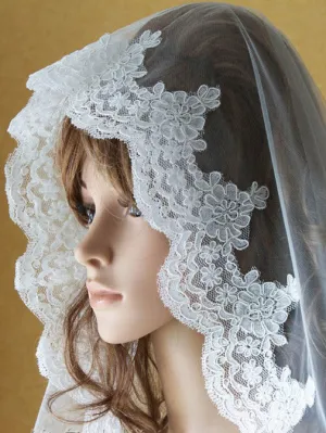 Chapel Length Lace Mantilla Wedding Veil | VG1001 Chapel Length Lace Mantilla Wedding Veil | VG1001