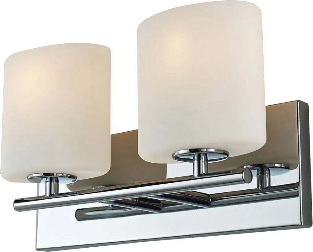Chelsea 2 Light Vanity In Chrome and White Opal Glass