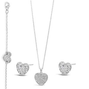 Children's Heart Pendant & Bracelet & Earrings Sterling Silver Set