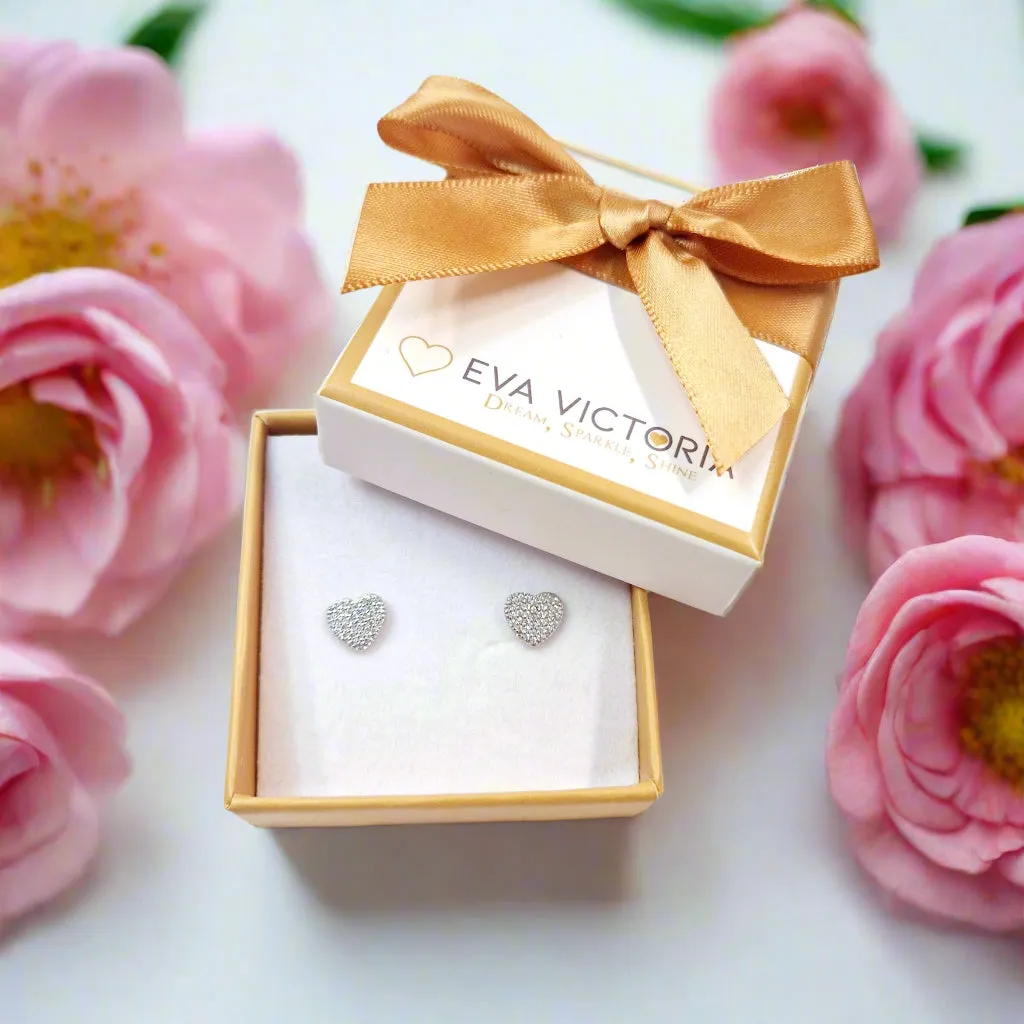 Children's Heart Pendant & Bracelet & Earrings Sterling Silver Set