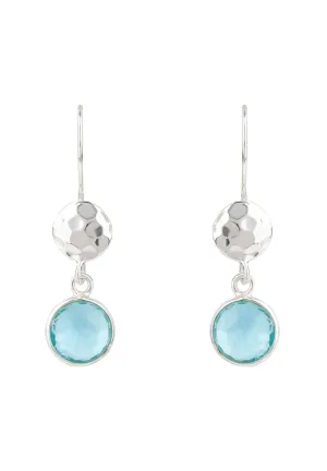 Circle & Hammer Earrings Silver Blue Topaz