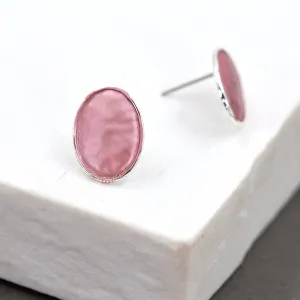 Circle enamel stud earring