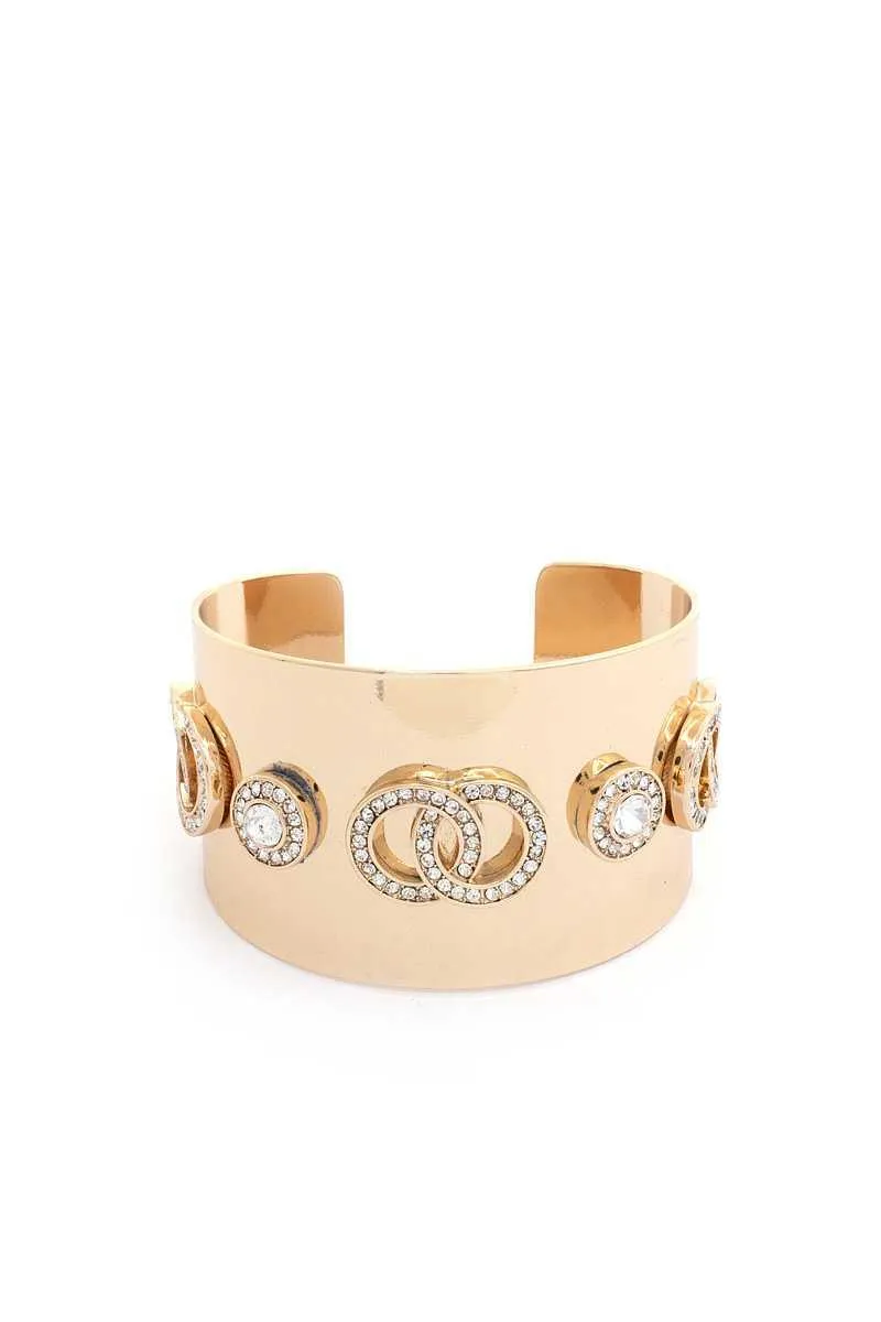 Circle Link Crystal Cuff Bracelet
