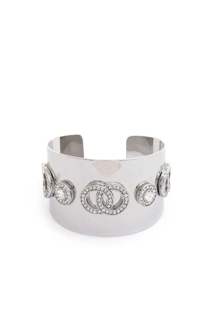 Circle Link Crystal Cuff Bracelet