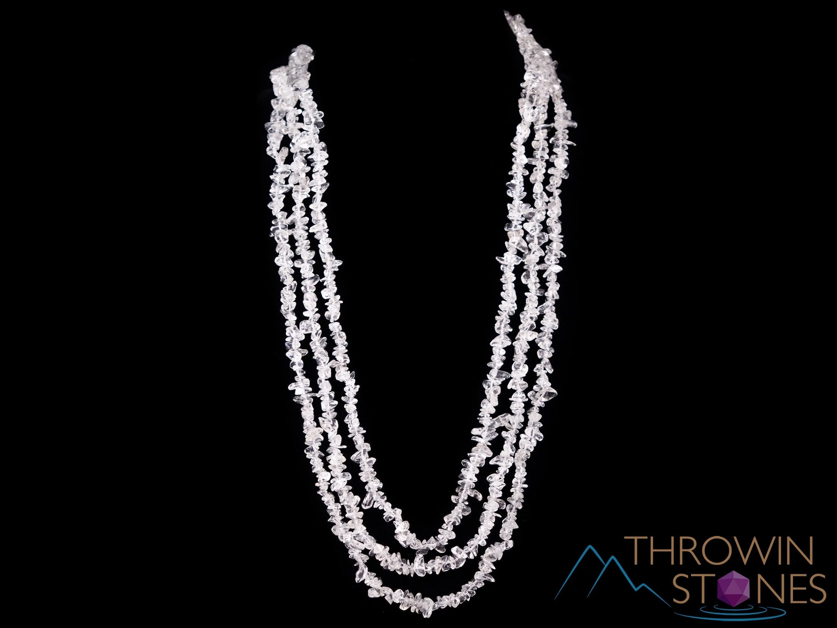 CLEAR QUARTZ Crystal Necklace - Chip Beads - Long Crystal Necklace, Beaded Necklace, Handmade Jewelry, E1788