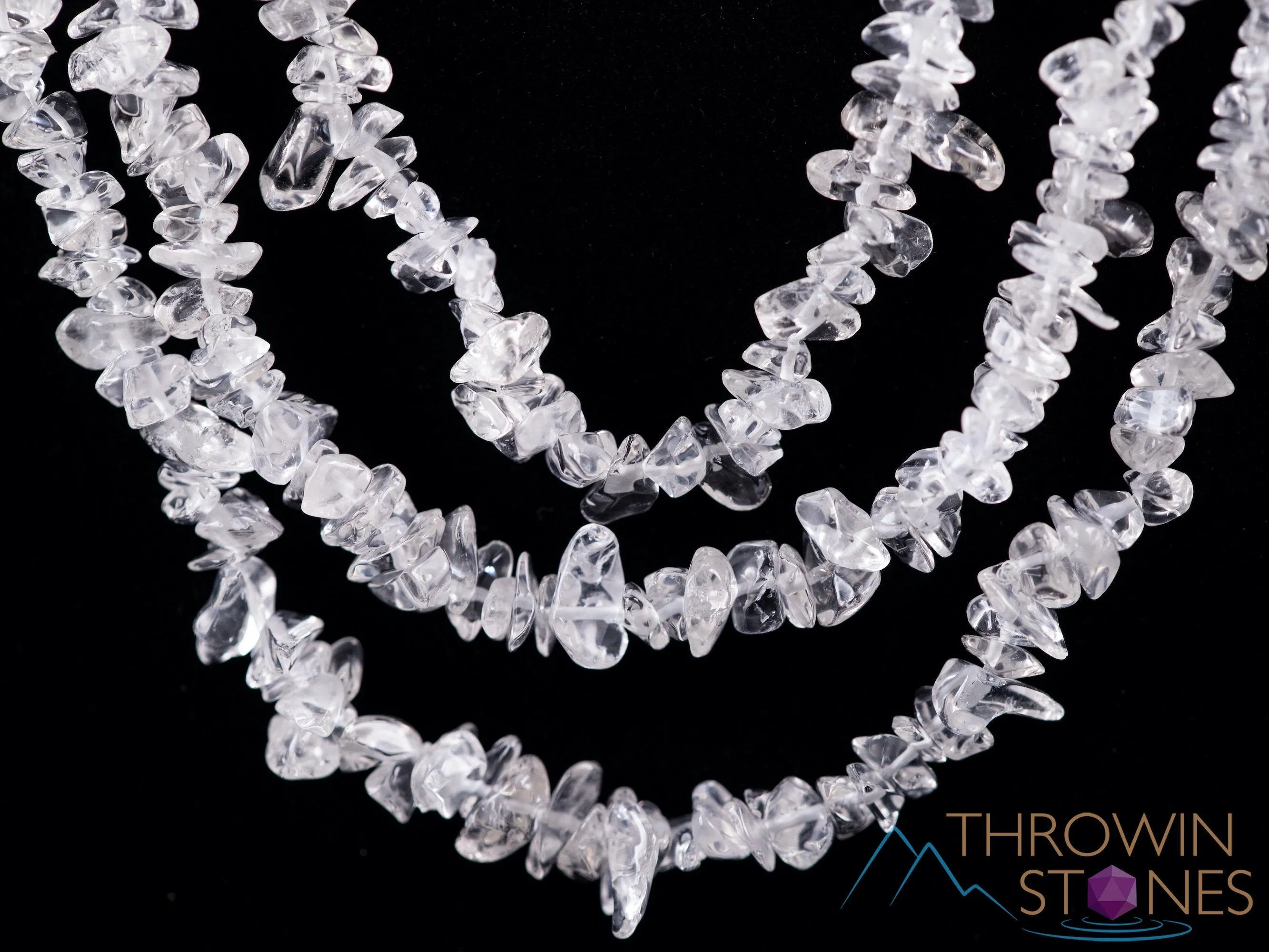 CLEAR QUARTZ Crystal Necklace - Chip Beads - Long Crystal Necklace, Beaded Necklace, Handmade Jewelry, E1788