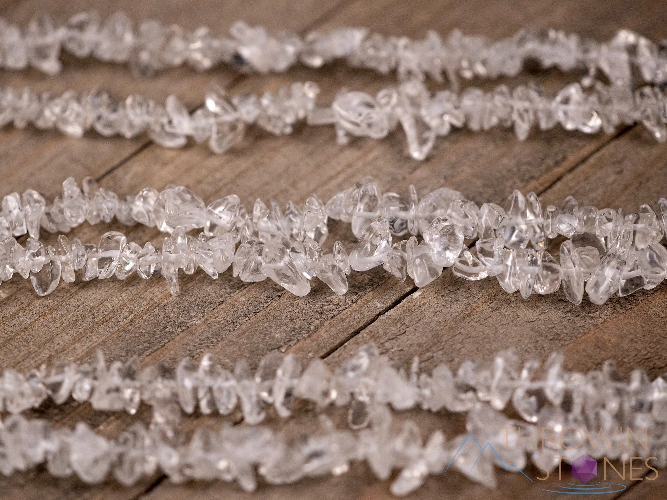 CLEAR QUARTZ Crystal Necklace - Chip Beads - Long Crystal Necklace, Beaded Necklace, Handmade Jewelry, E1788
