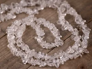 CLEAR QUARTZ Crystal Necklace - Chip Beads - Long Crystal Necklace, Beaded Necklace, Handmade Jewelry, E1788