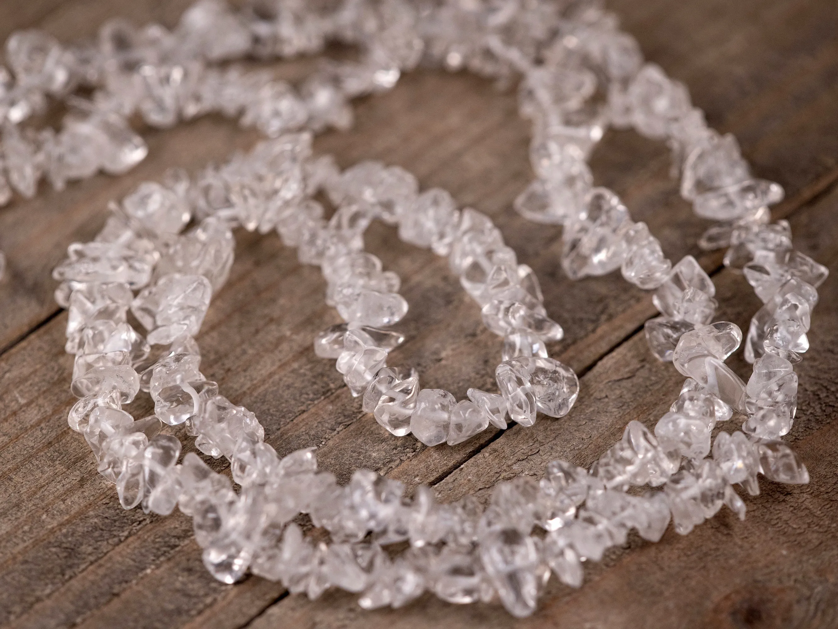 CLEAR QUARTZ Crystal Necklace - Chip Beads - Long Crystal Necklace, Beaded Necklace, Handmade Jewelry, E1788