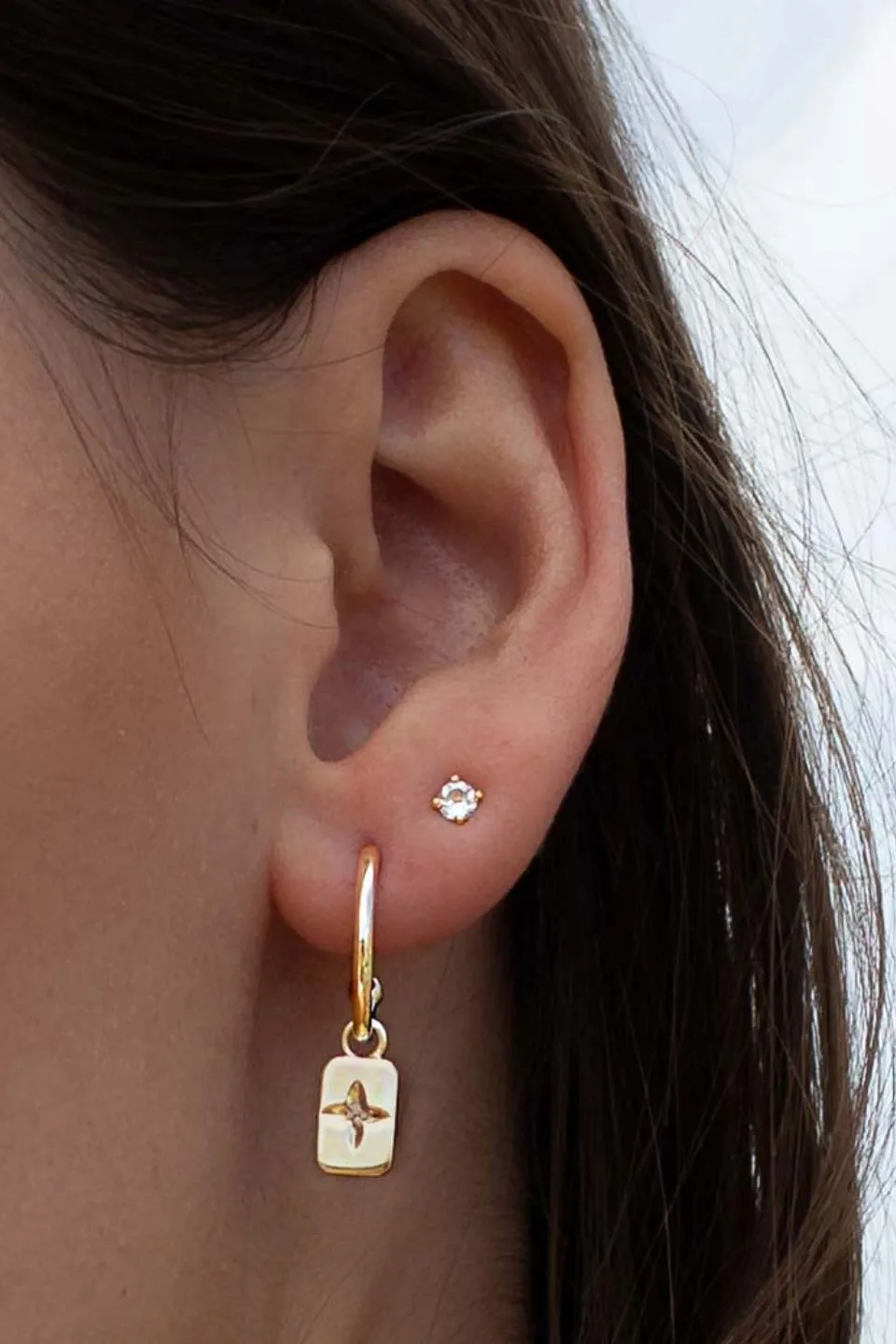 Clover Rectangle 18k Gold Plated EOL Earrings