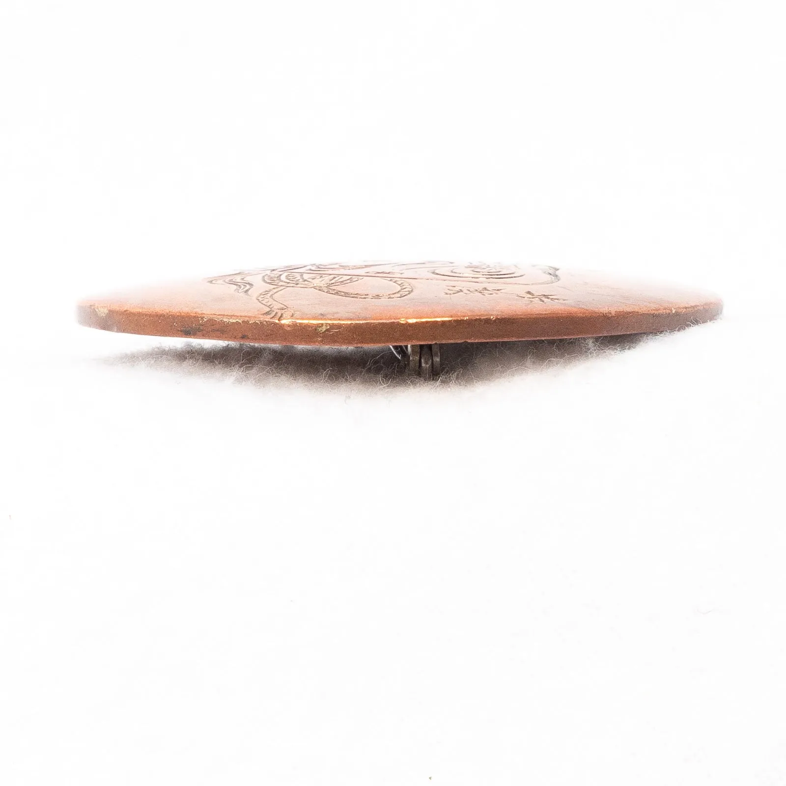 Copper Okina Noh Mask Brooch