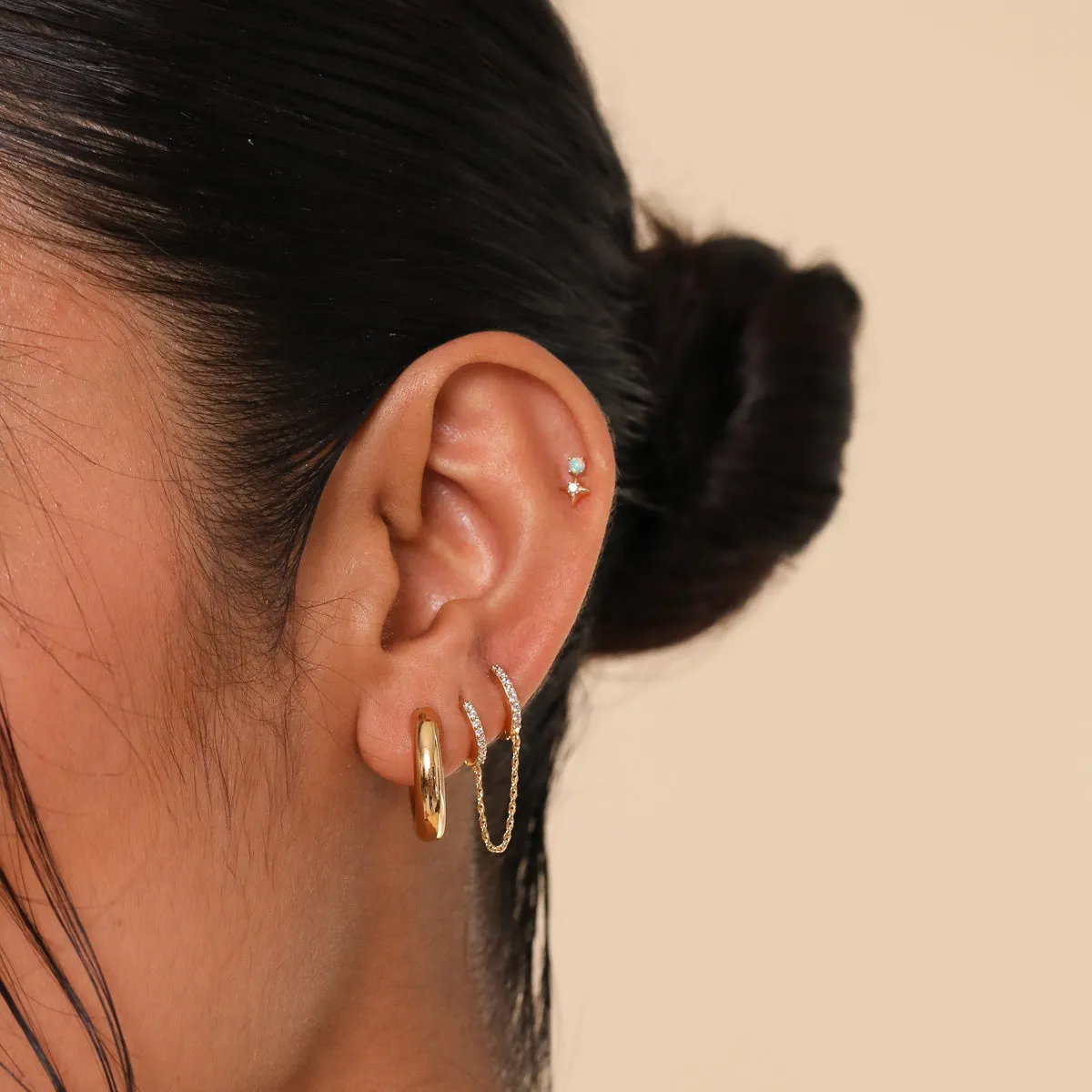 Cosmic Star Opal Barbell in Gold