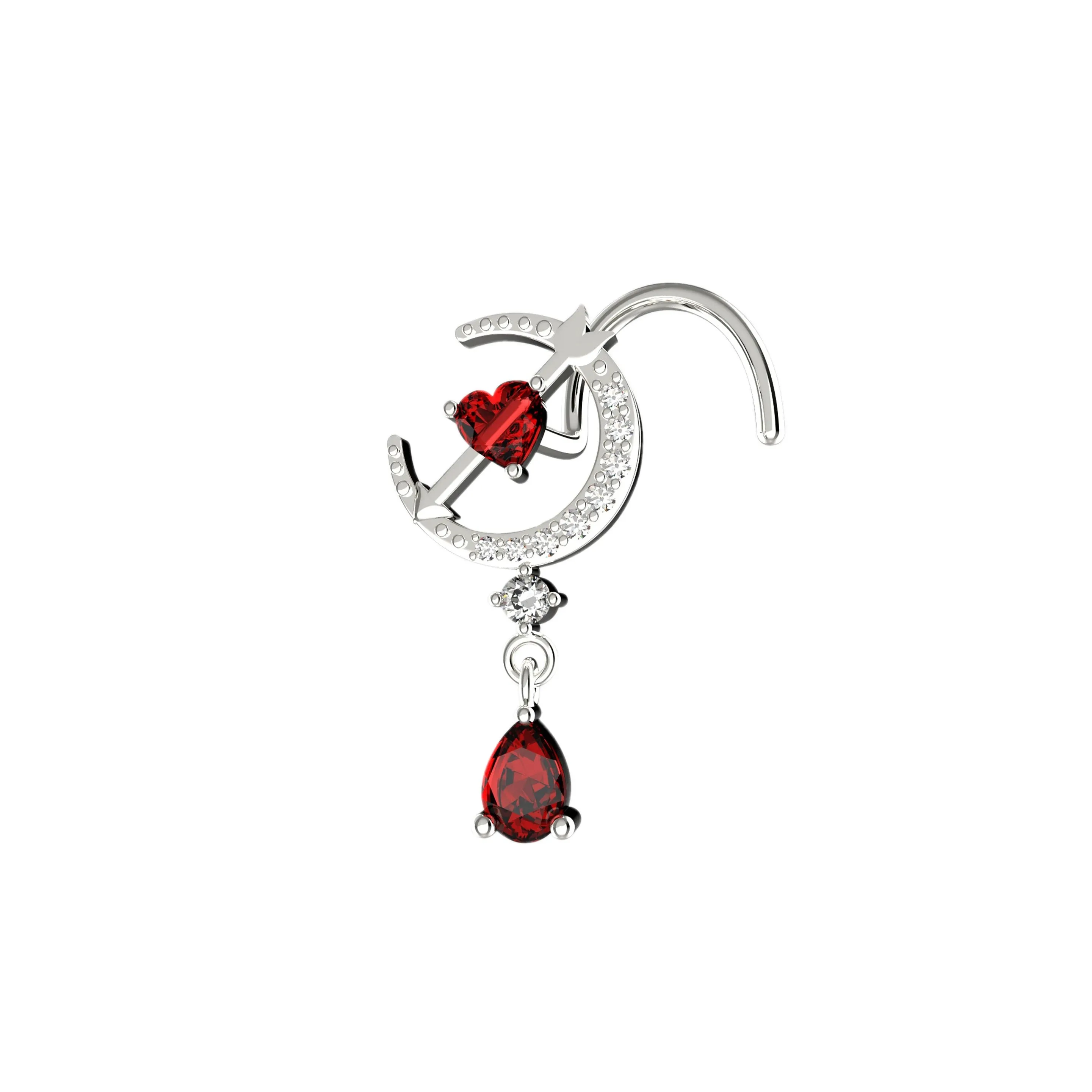 Crescent Moon Dangle Nose Ring – Celestial Piercing Jewelry
