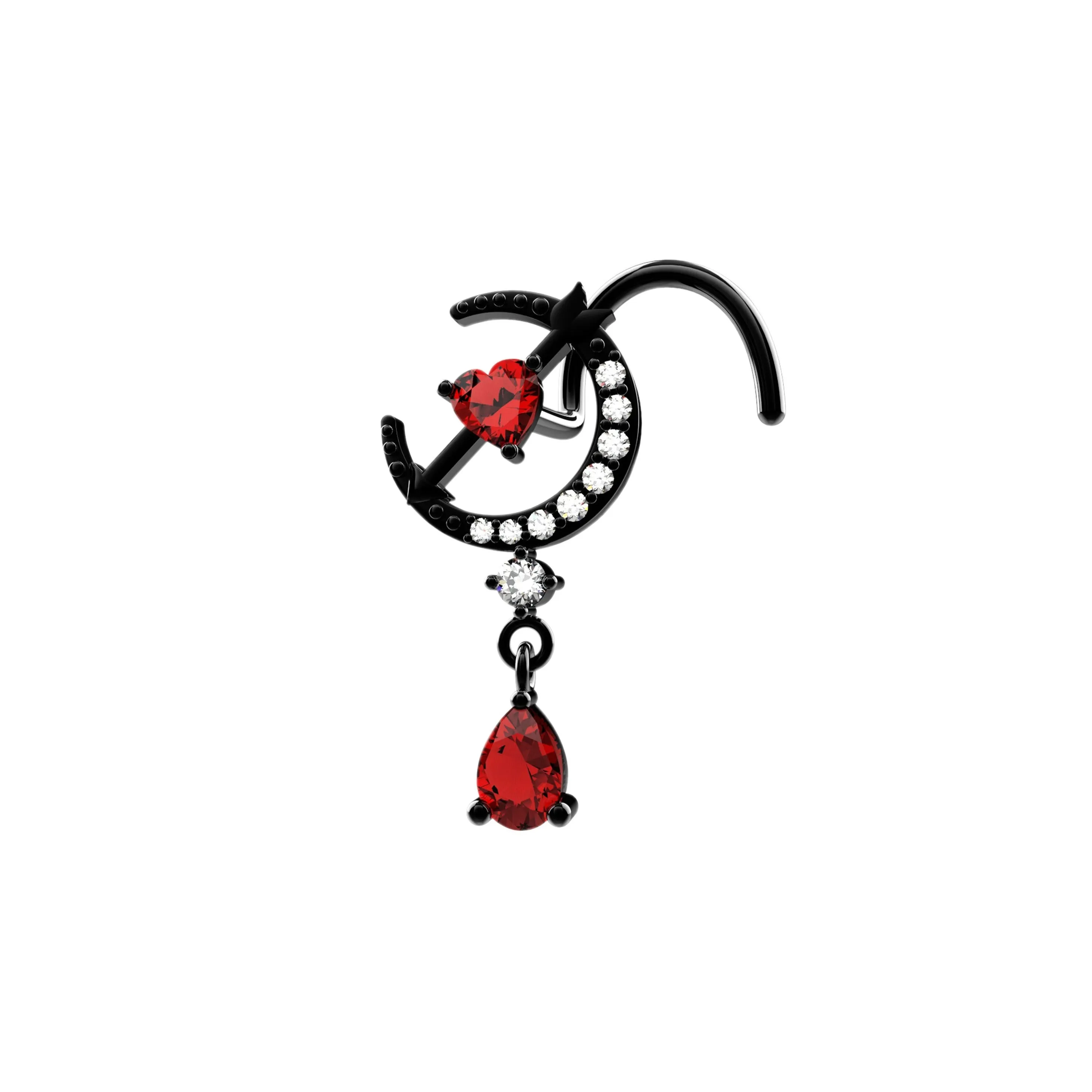 Crescent Moon Dangle Nose Ring – Celestial Piercing Jewelry