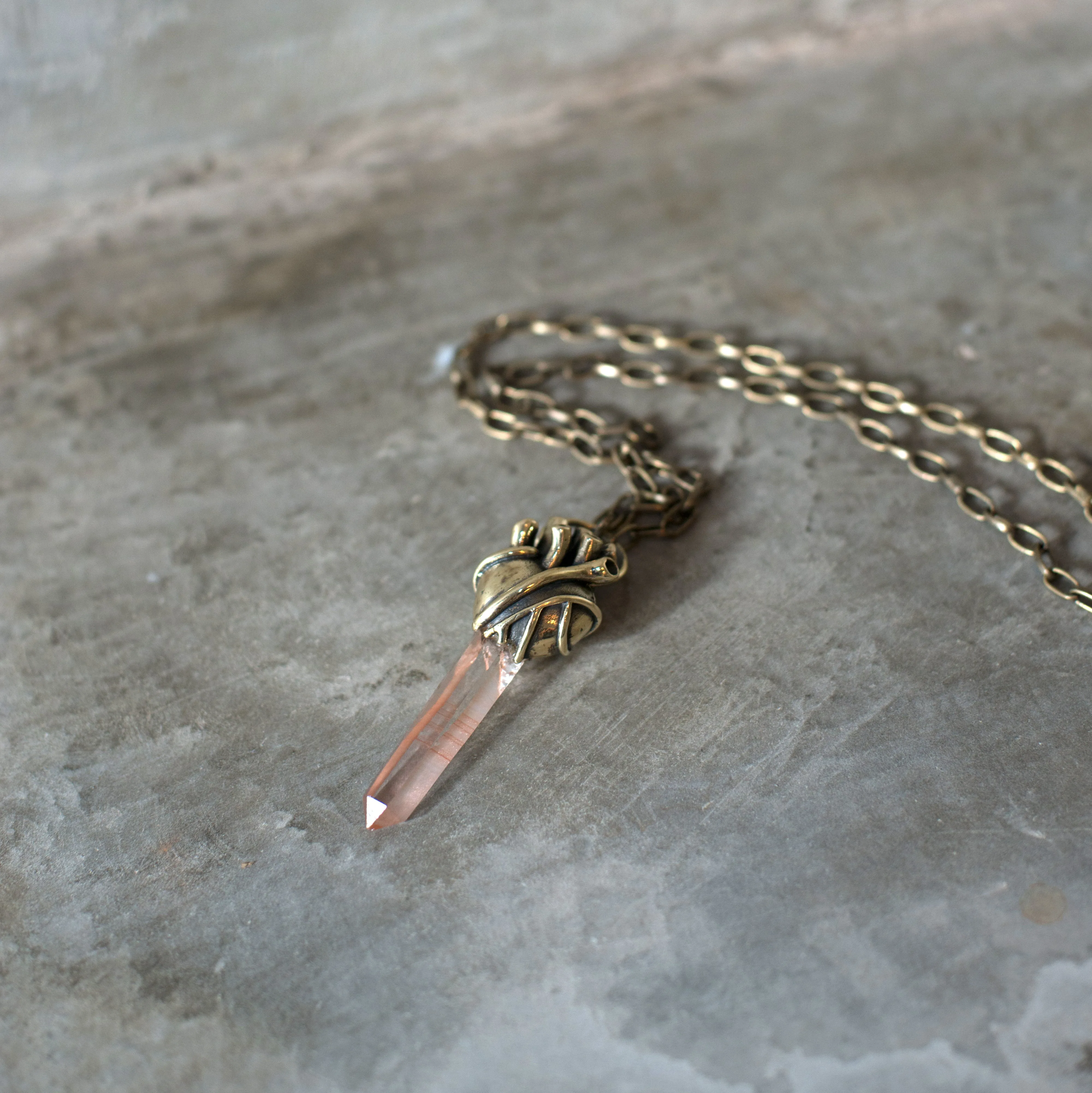 Crystal heart pendant - Lemurian Quartz