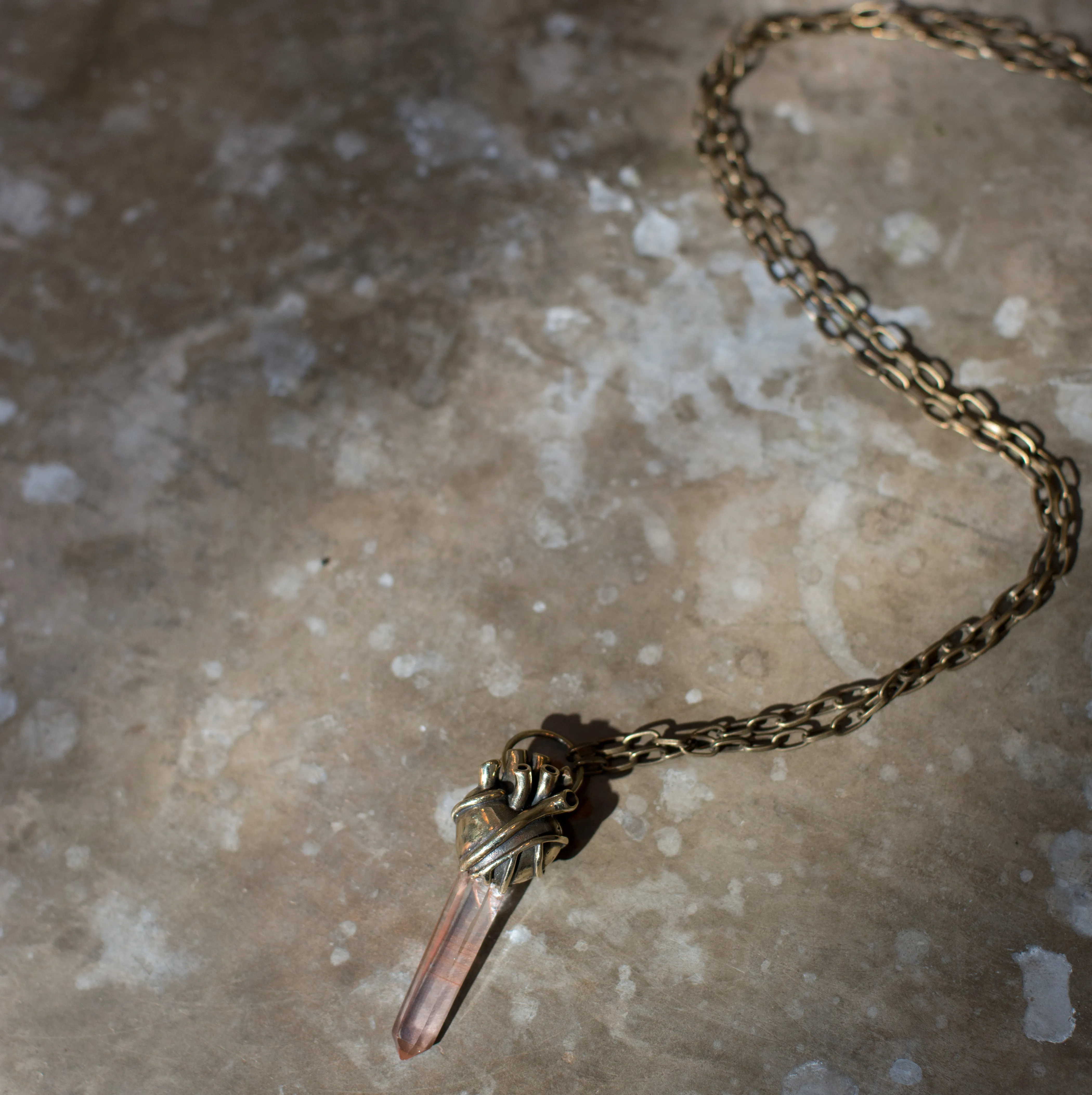 Crystal heart pendant - Lemurian Quartz